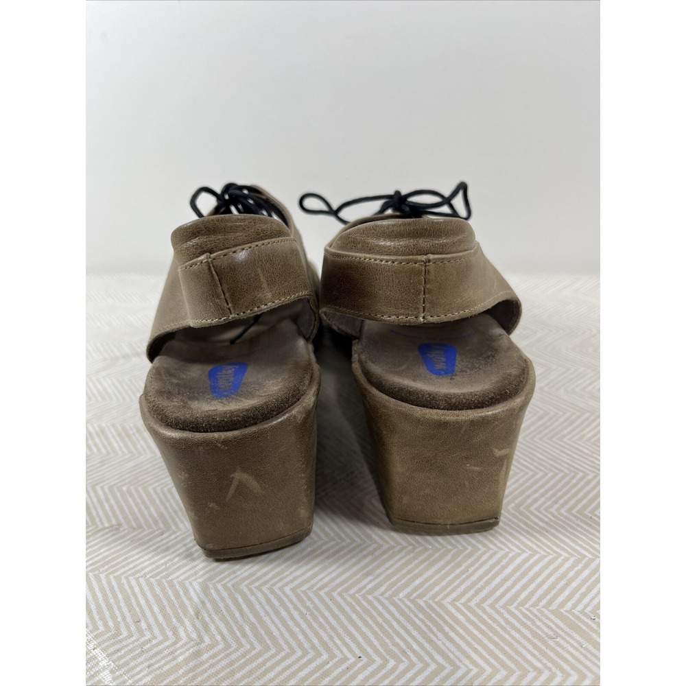 Wolky Women's Fogo Brown Leather Lace-Up Wedge Sandals Sz 40 9.5 Minimalistic - Picture 5 of 15